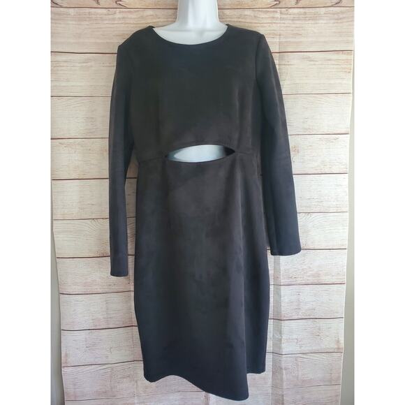 BCBGMaxAzria Dress Knee Length Cocktail Bodycon Cut Out Black NWOT Size Large - Picture 1 of 5